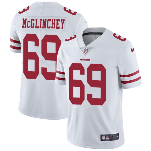 Nike 49ers #69 Mike McGlinchey White Men's Stitched NFL Vapor Untouchable Limited Jersey - Click Image to Close